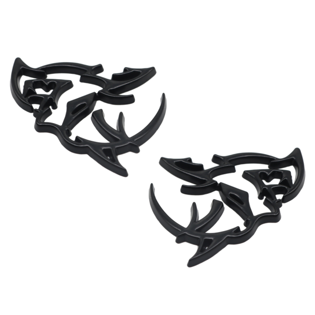 2Pcs SRT Charger Challenger Durango Metal Matte Black Dodge 6TA27SXHAA Hellcat Side Fender Devil Cat Badge