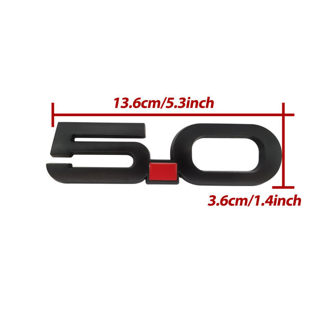 2Pcs 2015-2023 Mustang GT 5.0 Side Fender Badge ABS Matte Black Ford Nameplate 3D Sticker Decal 