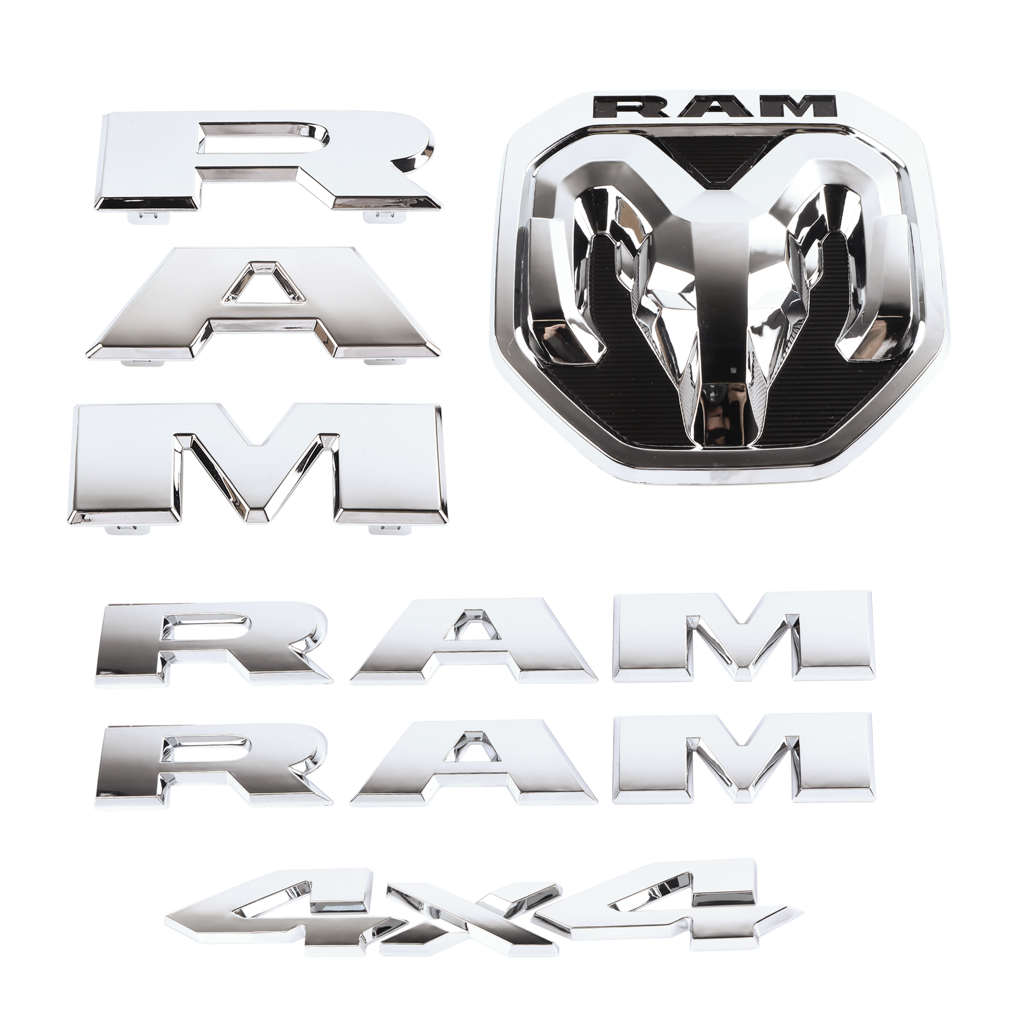 5PCS 2019-2024 Ram 1500 Door / Grille / Tailgate 4x4 Letter Chrome Emblem 68250541AA