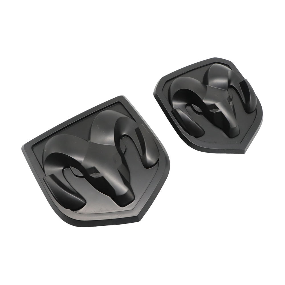 2Pcs 2013-2018 Ram 1500 2500 3500 Front & Rear RAMS Head Emblem Matte Black 68218155AB 68140322AA
