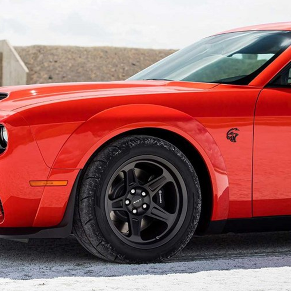 2PCS SRT Hellcat Devil Cat Charger Challenger Durango Red Eye Side Fender Emblems 3D Matte Black Dodge 68394607AB