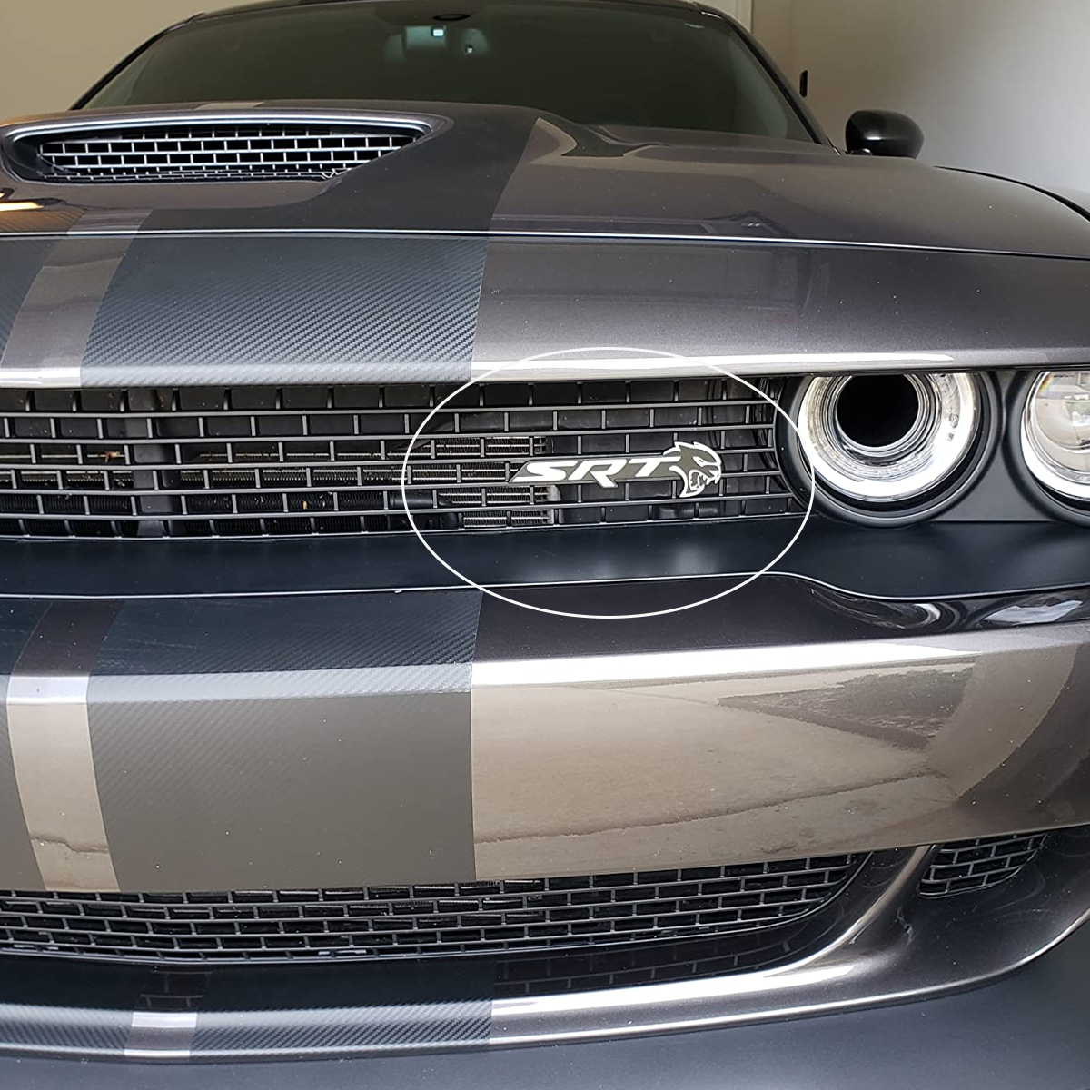 2018-2026 Charger Durango Hellcat SRT Metal Front Grille Badge Black Chrome Dodge Decal