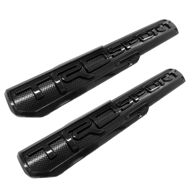 2PCS For Tundra Tacoma 4Runner Plastic TRD SPORT Fender Side Emblem Sticker Glossy Black Toyota