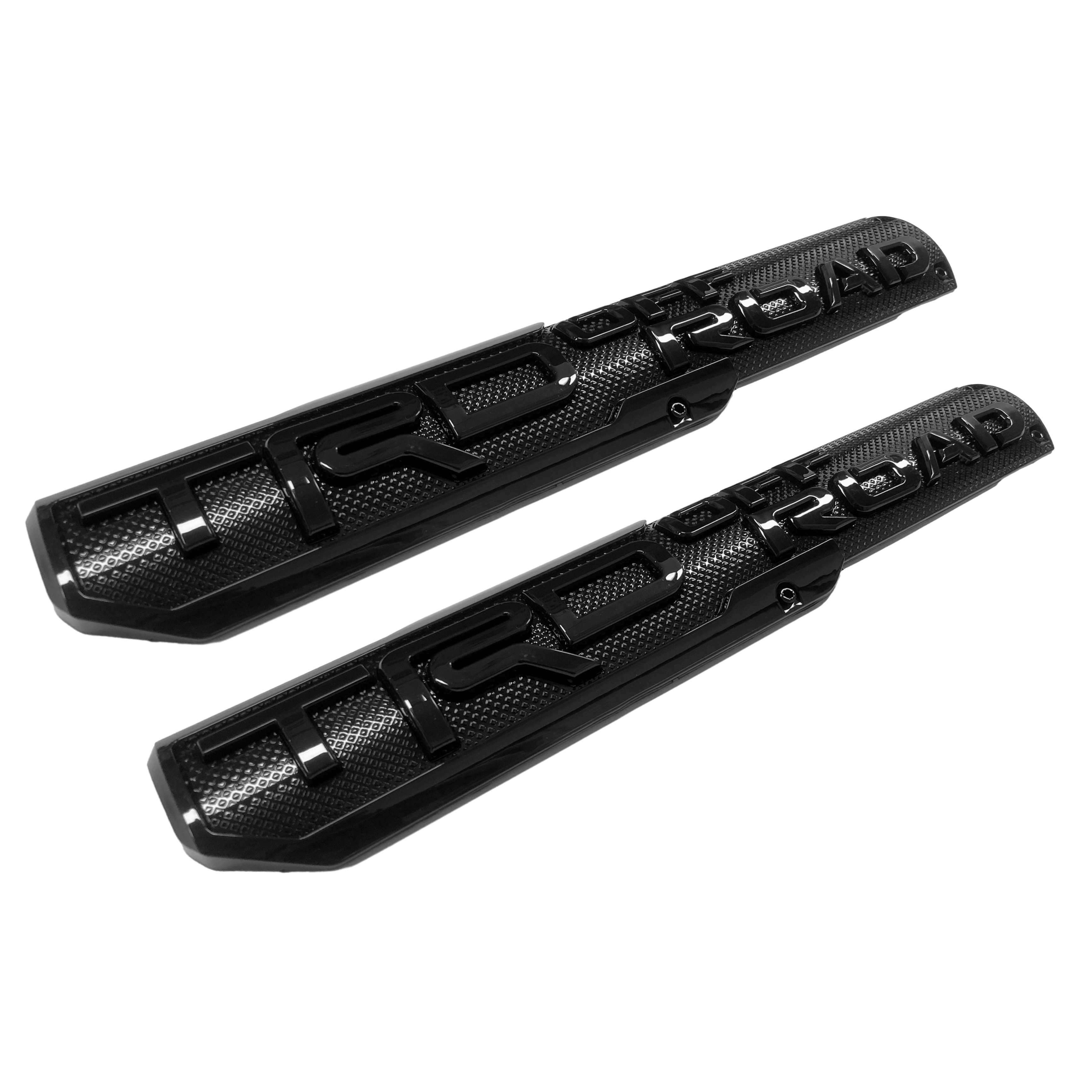 2PCS Tundra Tacoma 4Runner Plastic TRD OFF ROAD Fender Side Emblem Sticker Glossy Black Toyota