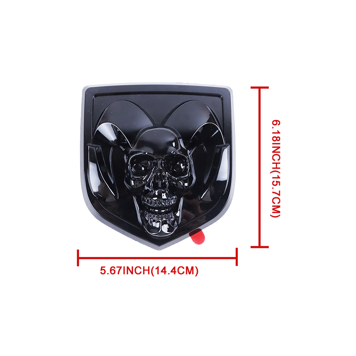 2Pcs 2013-2018 Ram 1500 2500 3500 ABS Front Grille&Tailgate Emblem Gloss Black Dodge Ram Skull Head Front Hood&Rear Trunk Decal