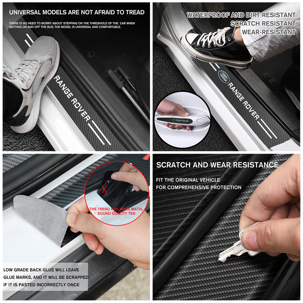 12PCS RANGE ROVER Car Door Sill Scuff Cover Sticker Handle Bowl Protector Land Rover