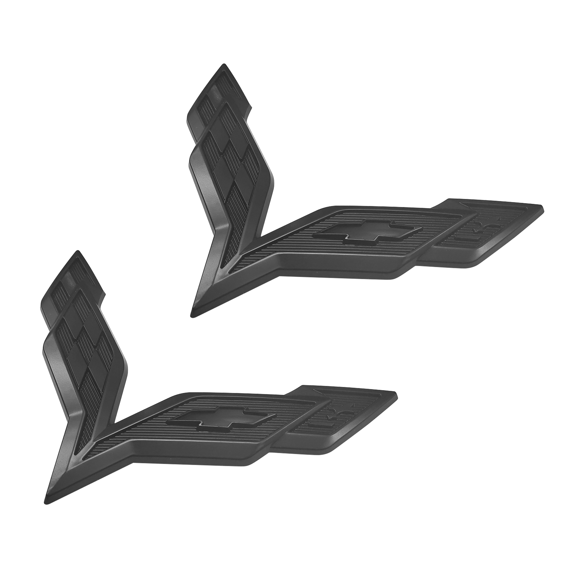 2pcs 2014-2019 C7 Corvette Plastic Front Hood Rear Crossed Flags Badge Matte Chevrolet 23168616 23168615