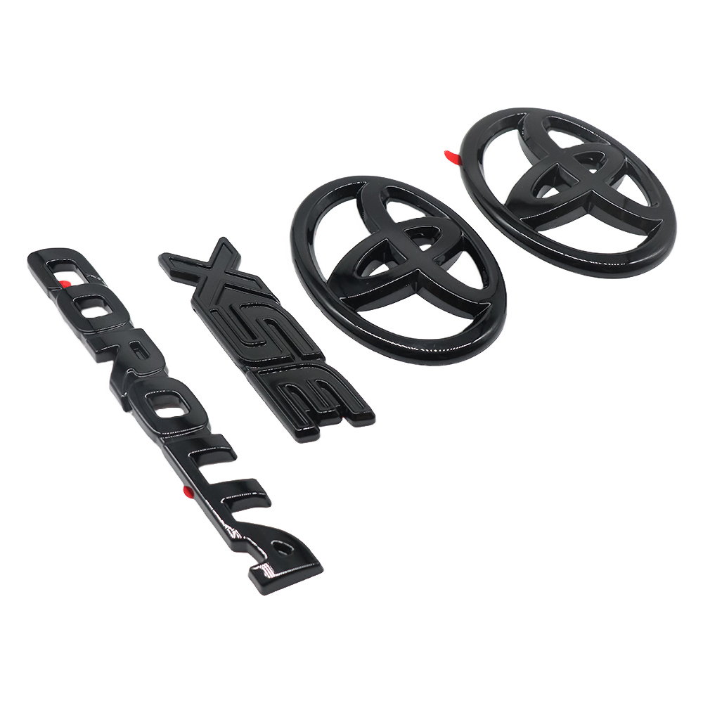 4PCS 2020-2025 Corolla XSE ABS Plastic Overlay Front Rear Emblem Kit Gloss Black Toyota PT948-02202-02
