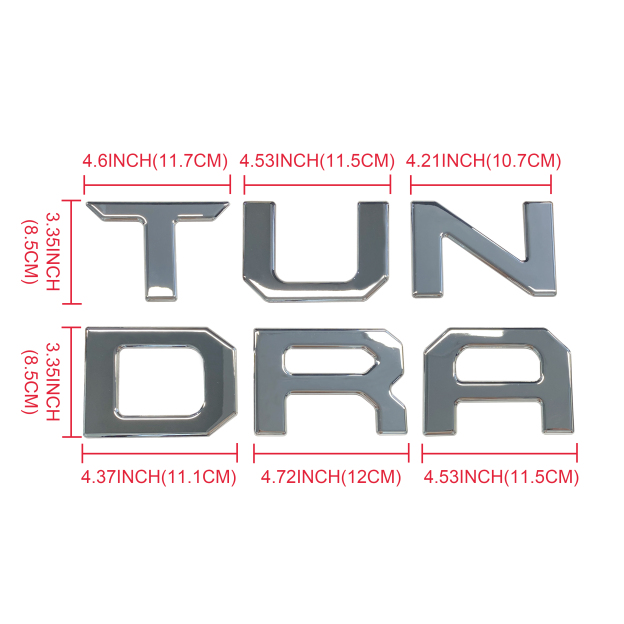 1Pc 2022-2026 Tundra ABS Plastic Rear Trunk Tailgate Letters Gloss Silver Toyota