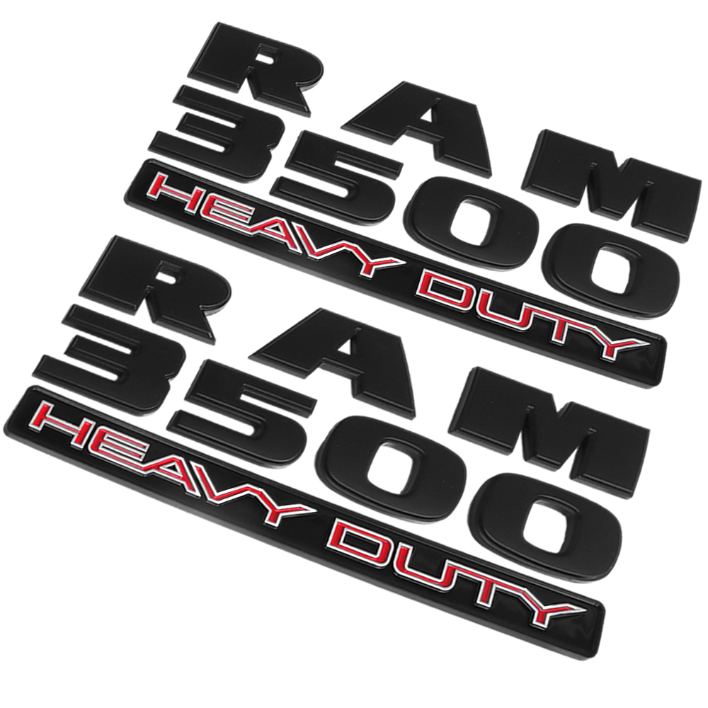 2Pcs 2015-2018 RAM 3500 HEAVY DUTY Badge Matte Black Red ABS Dodge Decal