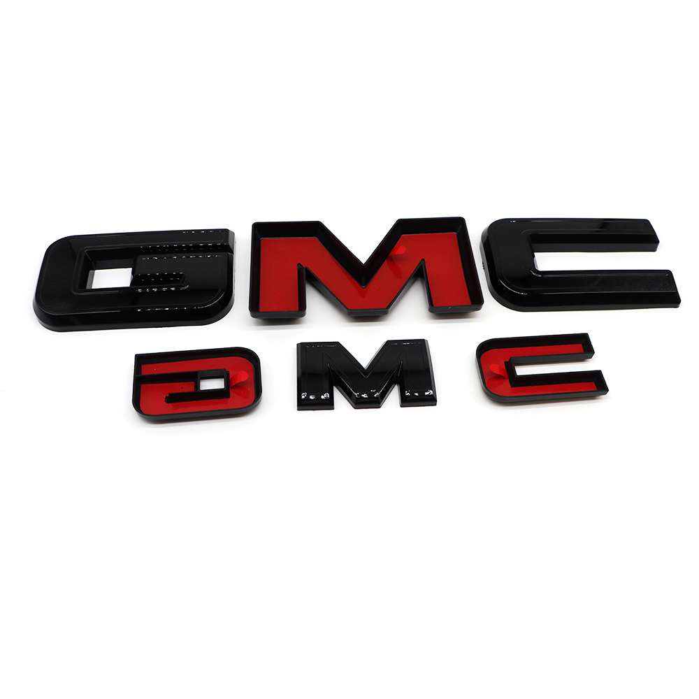 2Pcs 2021-2025 Yukon Yukon XL Plastic Front Rear Overlay Emblem Gloss Black GMC 