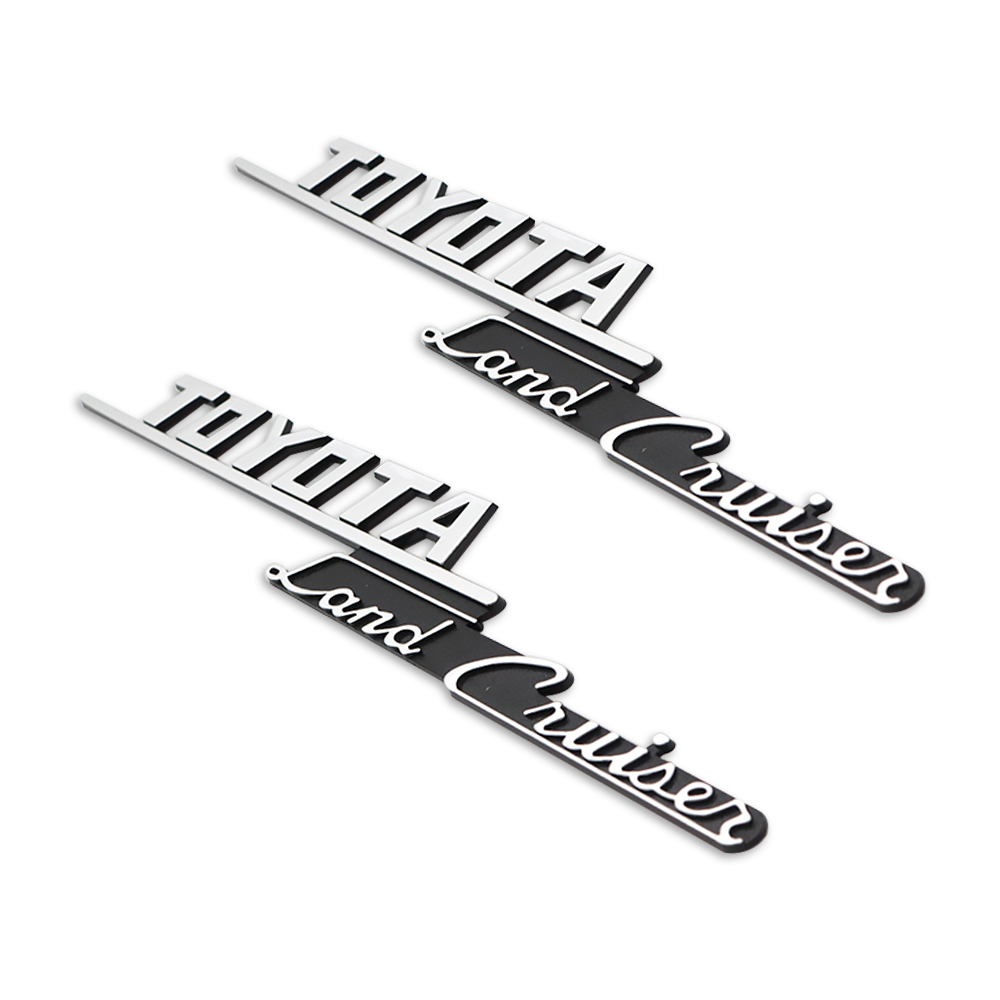 2pcs 1969-1974 Land Cruiser FJ40 FJ43 FJ45 Fender Side Emblem Left Right Black Chrome Toyota