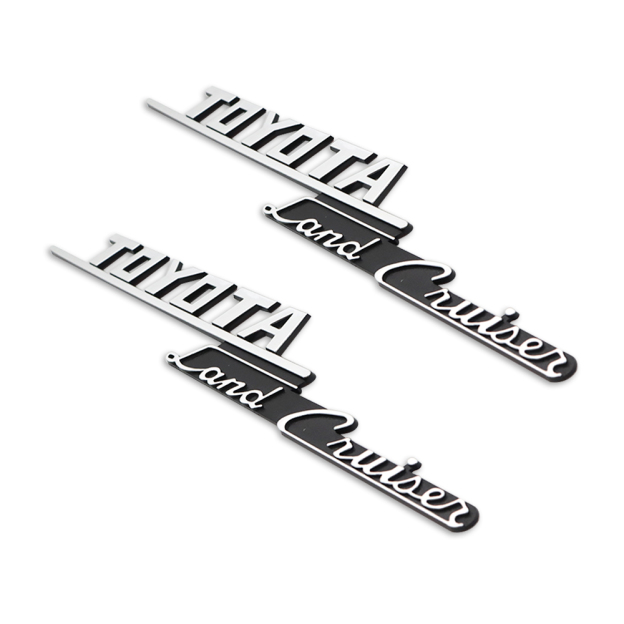 2pcs 1969-1974 Land Cruiser FJ40 FJ43 FJ45 Fender Side Emblem Left Right Black Chrome Toyota
