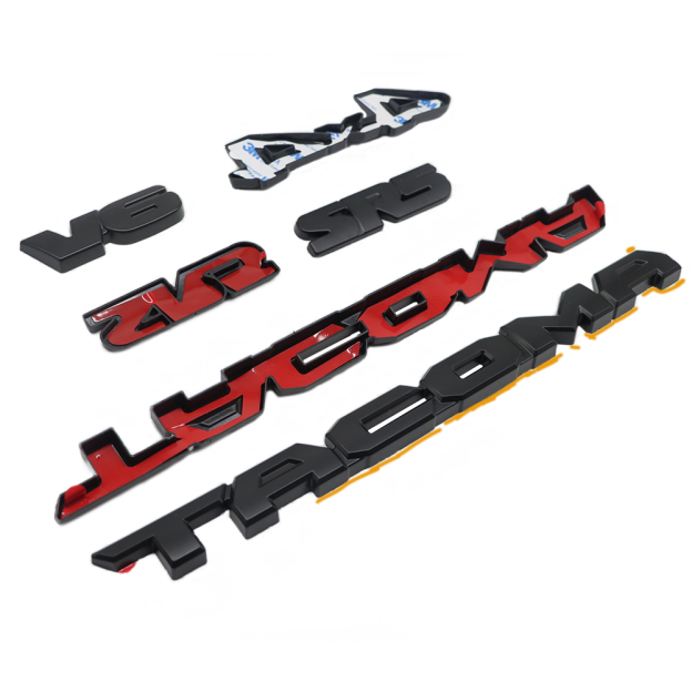 4PCS 2016-2023 Tacoma Emblem Overlay 3D Badge Letters Kit SR5 V6 4x4 Matte Blackout Toyota