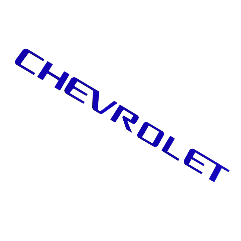 1Pc 2014-2018 Silverado ABS Plastic Bed Rail Insert Letter Gloss Blue Chevrolet