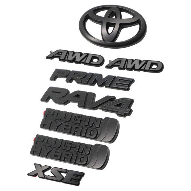 8pcs 2021-2024 RAV4 Prime XSE AWD Emblem Overlay Matte Blackout Toyota