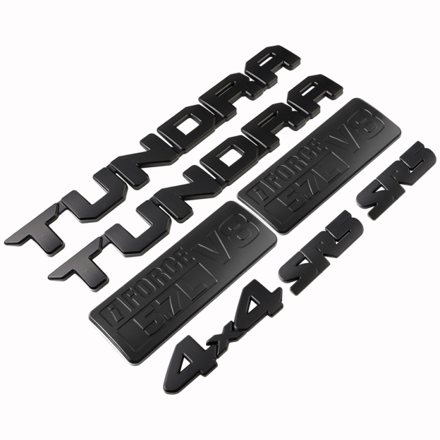 7PCS 2014-2021 TUNDRA ABS SR5 I-Force 5.7L V8 Blackout 4X4 3D Overlay Badge Matte Black Toyota PT948-34181-02