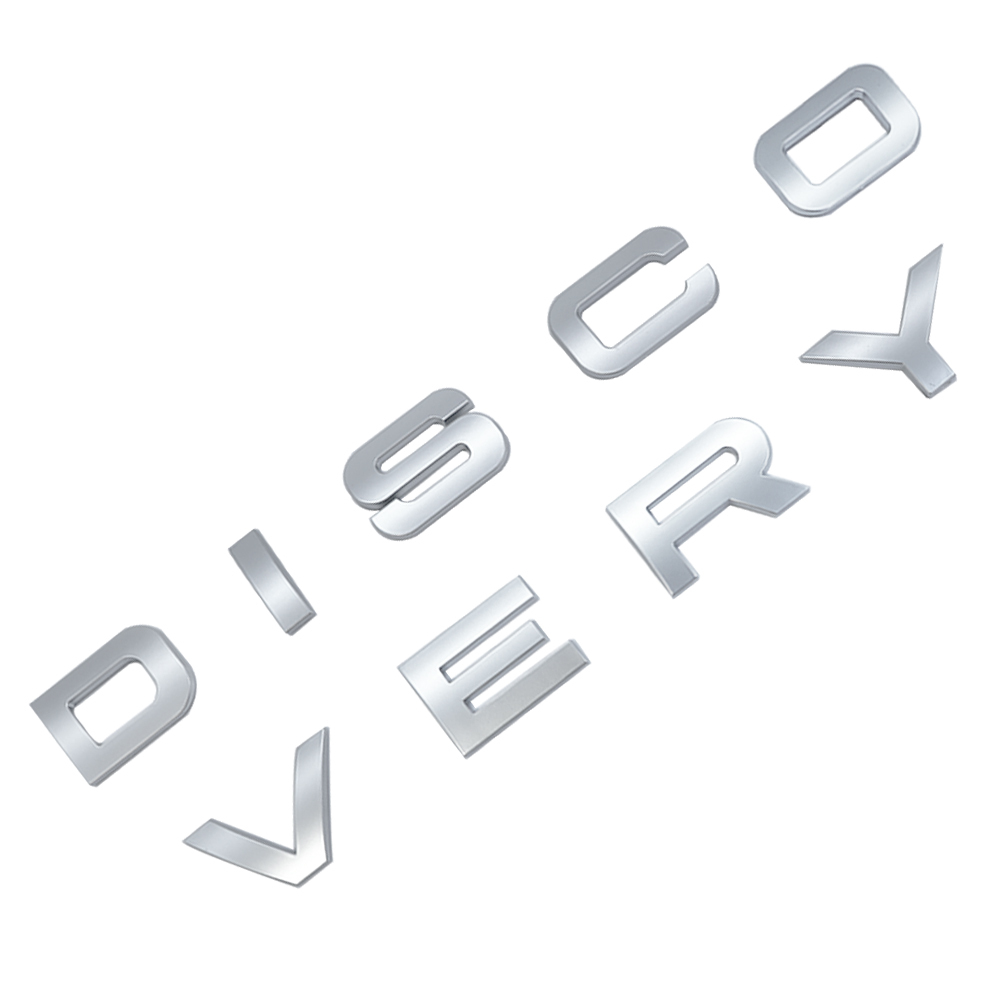 1pc Discovery Plastic Front Hood / Rear Tailgate Letters Sticker Matte Silver Land Rover 