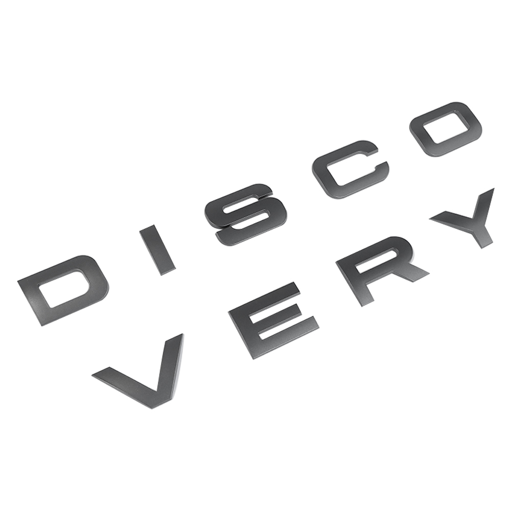 1pc Discovery Plastic Front Hood / Rear Tailgate Letters Sticker Dark Gray Land Rover 