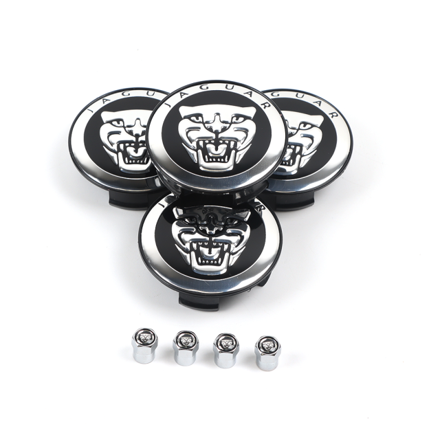 4Pcs 2010-2023 XJ XJR F-Type XF XE F-PACE I-PACE Wheel Center Caps 59mm Black Chrome Set Jaguar Rim Hub Center Cap w/Valve cap
