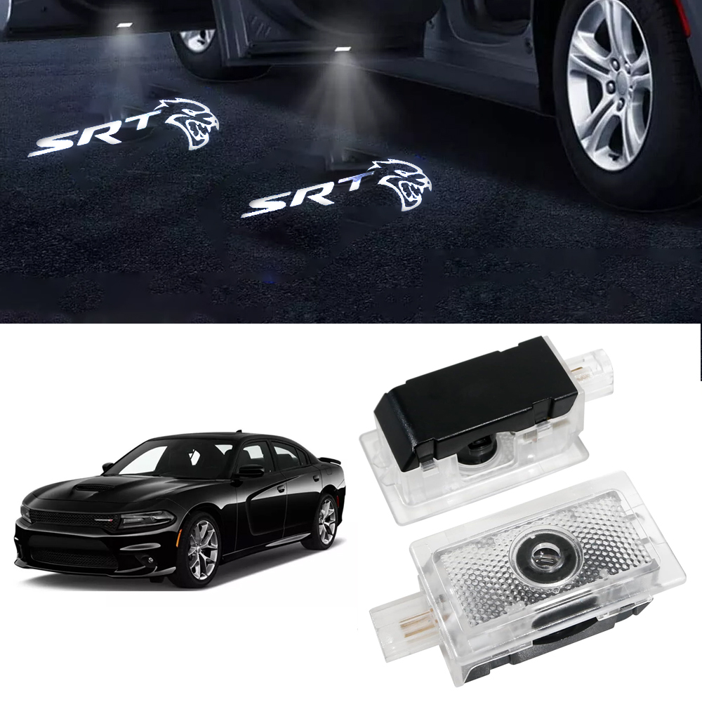 2pcs For 2006-2023 Charger SRT Hellcat HD Car LED Door Courtesy Puddle projector Light White Dodge 