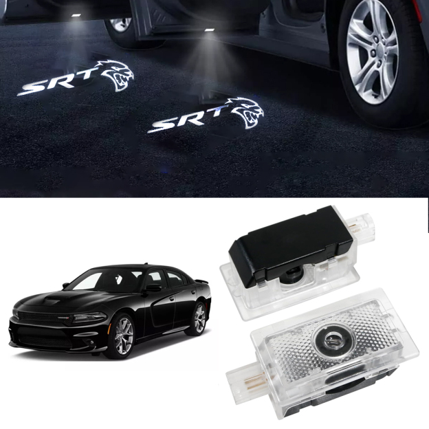 2pcs For 2006-2023 Charger SRT Hellcat HD Car LED Door Courtesy Puddle projector Light White Dodge 