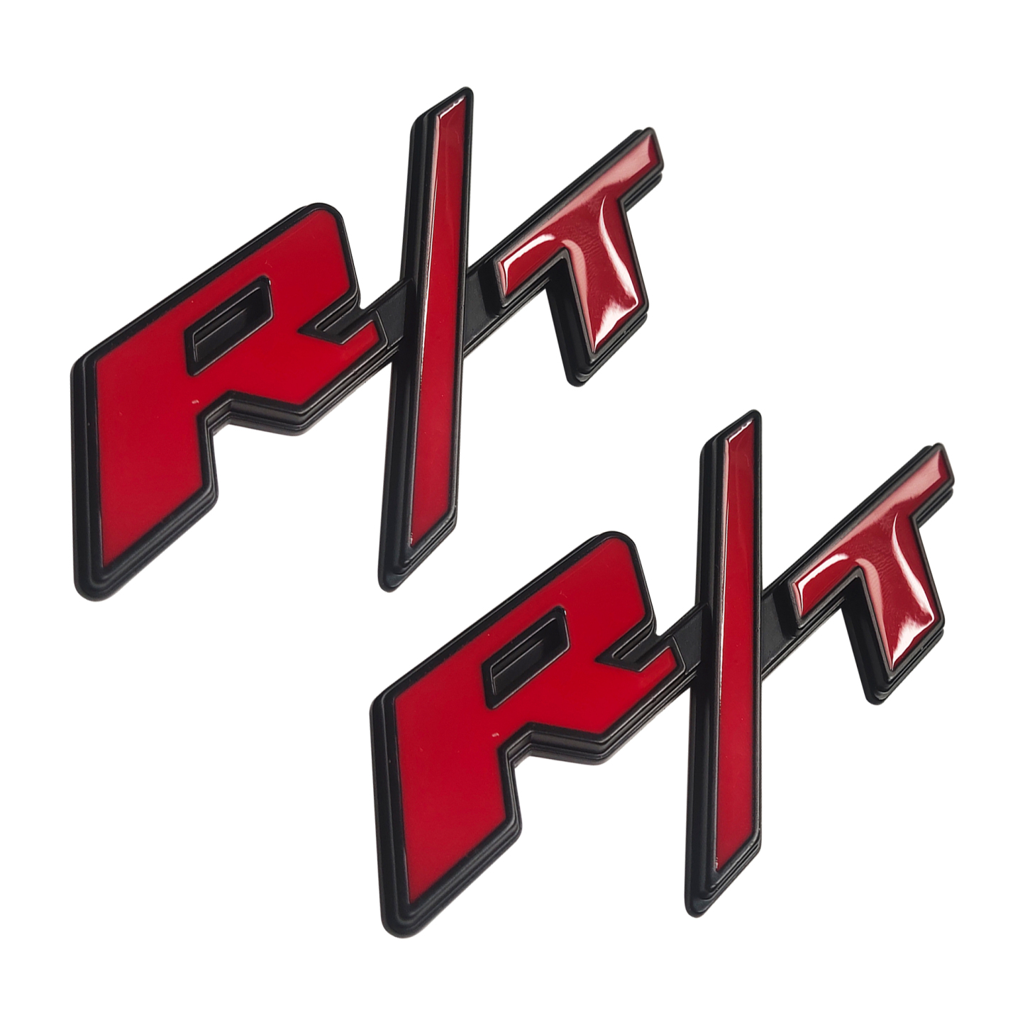 2X OEM For RT Emblems Side Fender R/T Black Red Nameplate Badge New Sticker