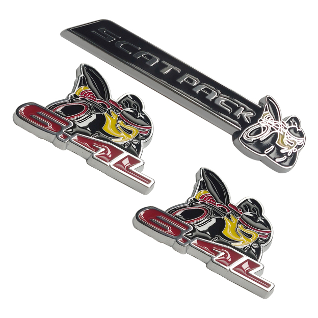 Dodge Charger Challenger 6.4L Super SCAT PACK Bee Emblems Side Fender Nameplates Badges 3D Sticker Decal 3PCS SET
