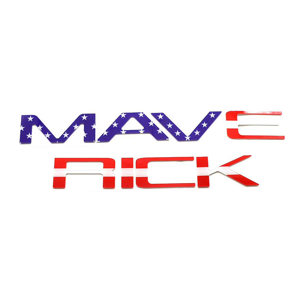 Ford MAVERICK 2022-2023 Letters Rear Tailgate Emblems Nameplate 3D Decal Sticker Blue Red US Flag