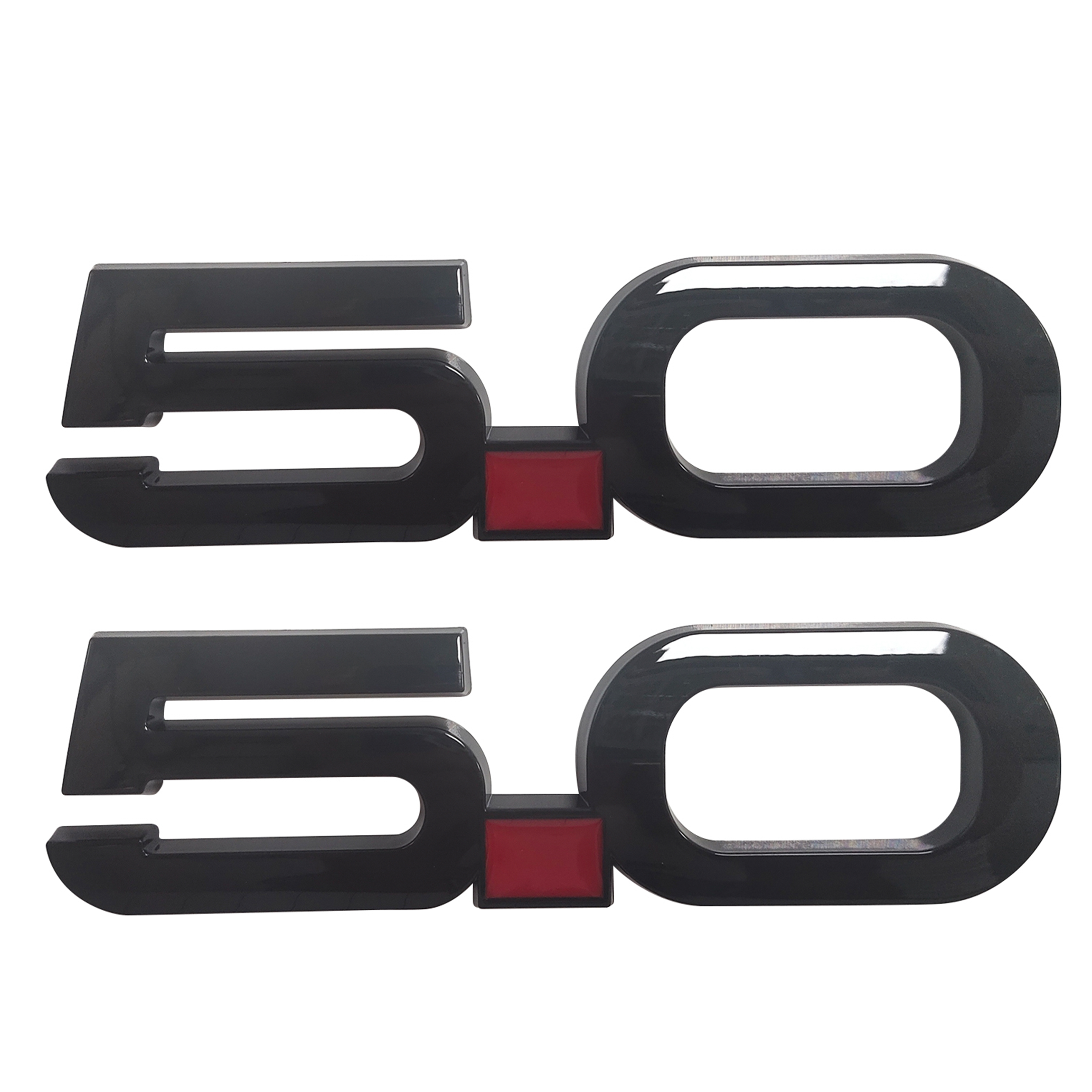 Ford Mustang 2015-2020 GT 5.0 Side Fender Emblems Badges Nameplate 3D Stickers Decals Gloss Black 2PCS SET  