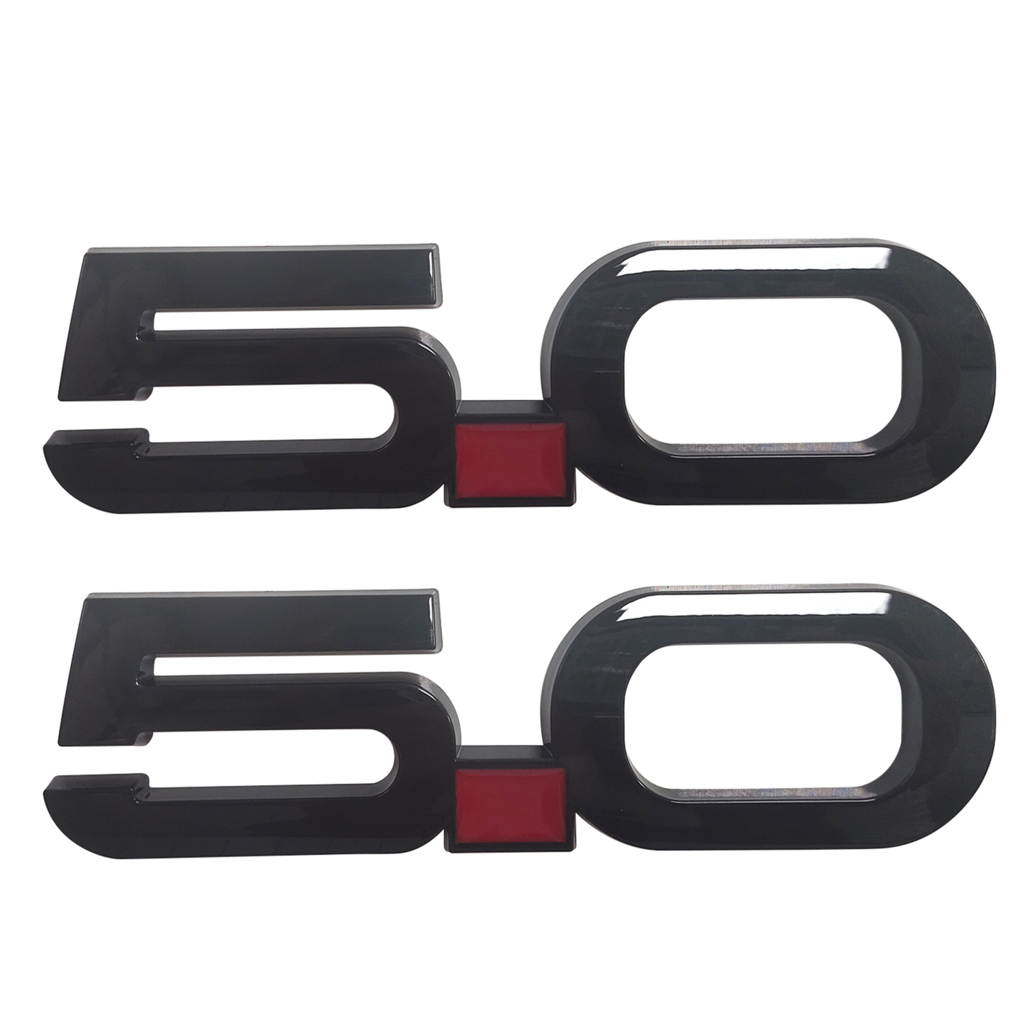 Ford Mustang 2015-2020 GT 5.0 Side Fender Emblems Badges Nameplate 3D Stickers Decals Gloss Black 2PCS SET  
