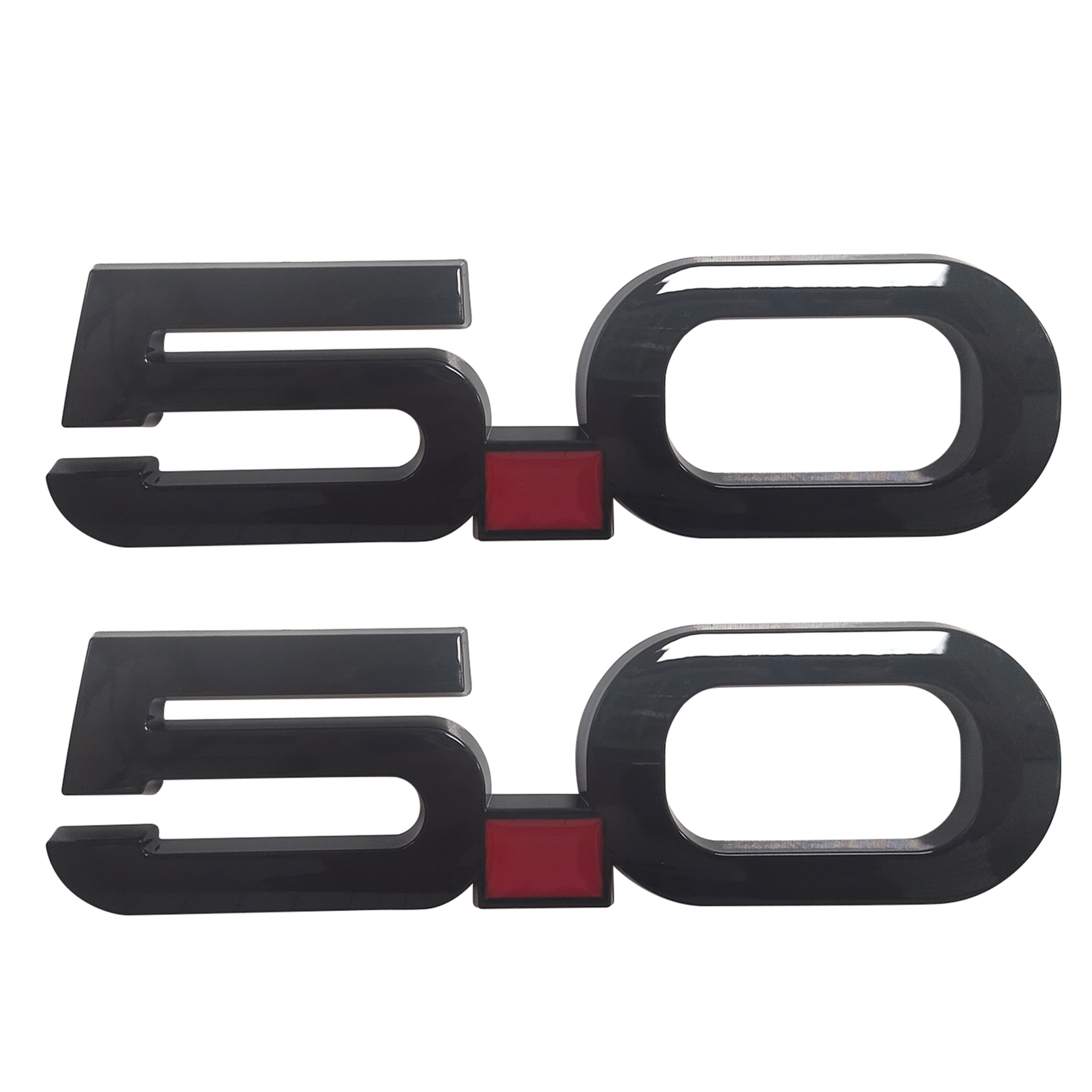 Ford Mustang 2015-2020 GT 5.0 Side Fender Emblems Badges Nameplate 3D Stickers Decals Gloss Black 2PCS SET  