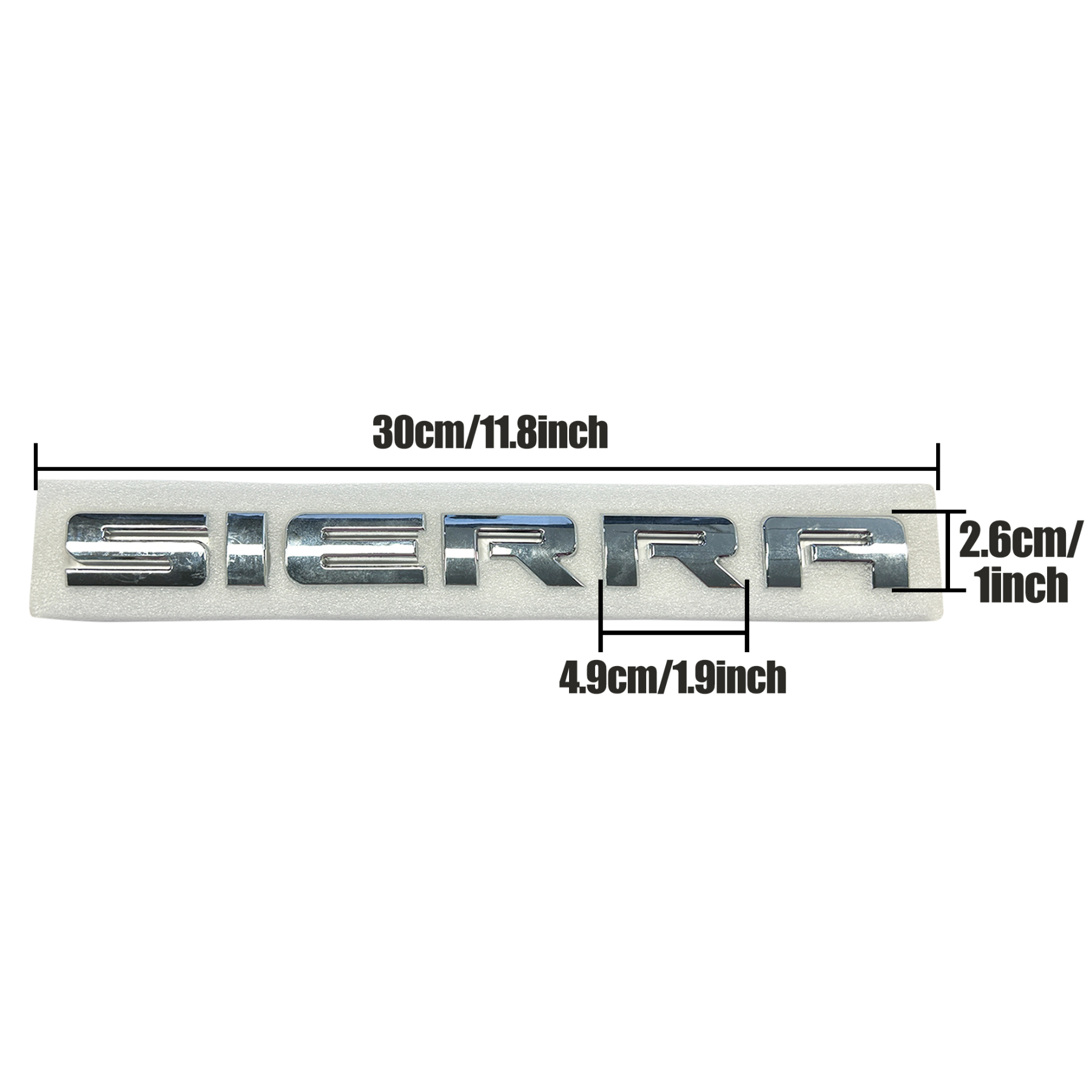 2Pcs 2007-2020 Sierra ABS Plastics Door Side Letter Glossy Silver GMC