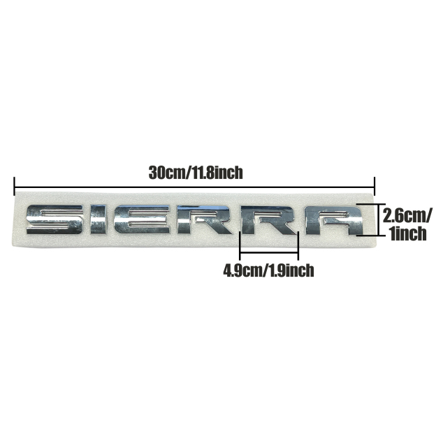 2Pcs 2007-2020 Sierra ABS Plastics Door Side Letter Glossy Silver GMC