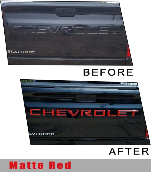2019-2026 Silverado 1500 2500/3500HD ABS Plastic Tailgate Insert Letter Matte Red Chevrolet Liftgate Letter