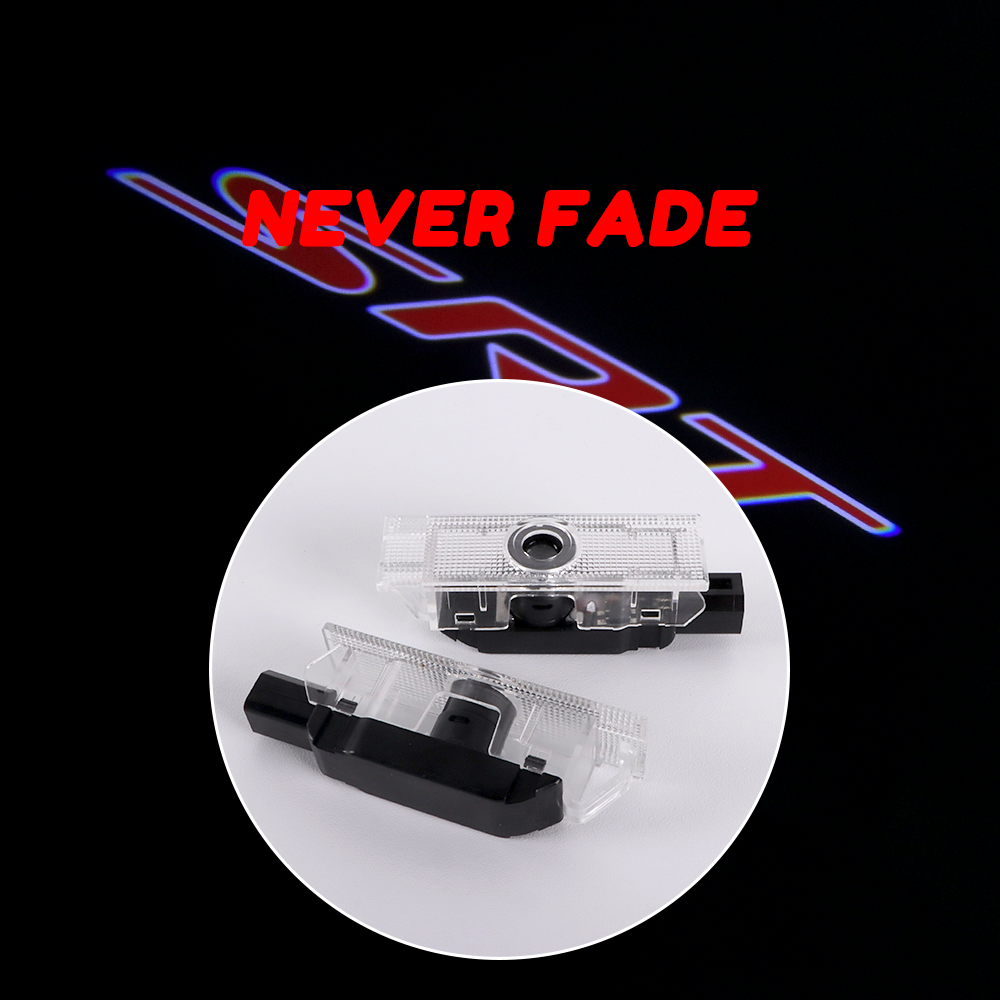 2PCS Challenger SRT 2008-2023 Quartz Glass Never Fade Ghost LED Door Step Courtesy Shadow Lights Red Dodge