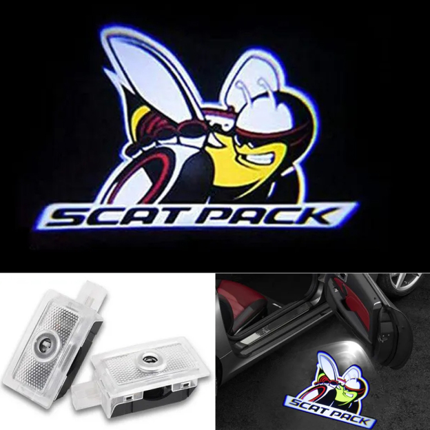 2pcs For 2006-2023 Charger Scat Pack Bee HD Car LED Door Courtesy Puddle projector Light Dodge 