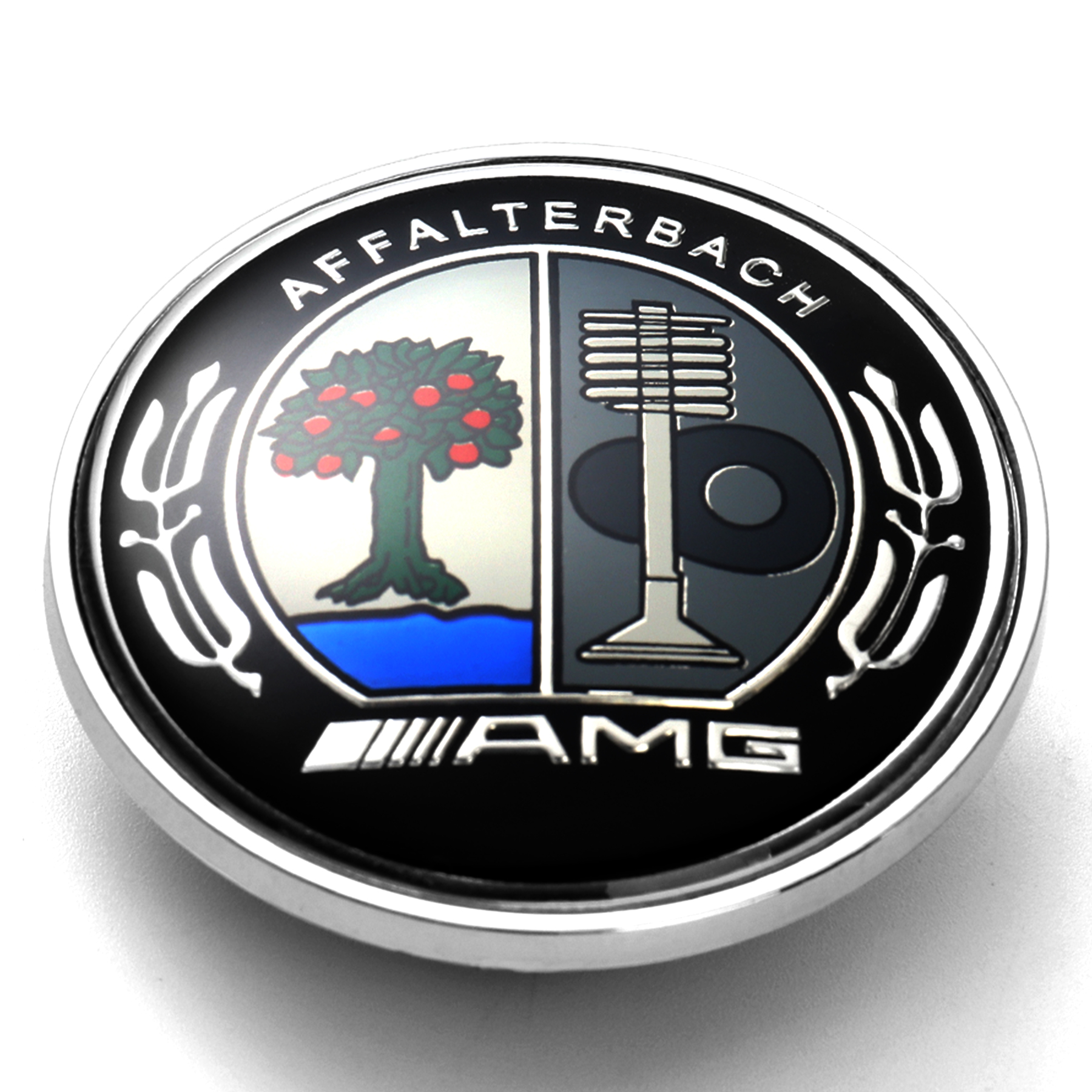 Mercedes Benz Affalterbach AMG Emblem Colored Apple Tree Flat 57mm 3D Front Hood Round Badge