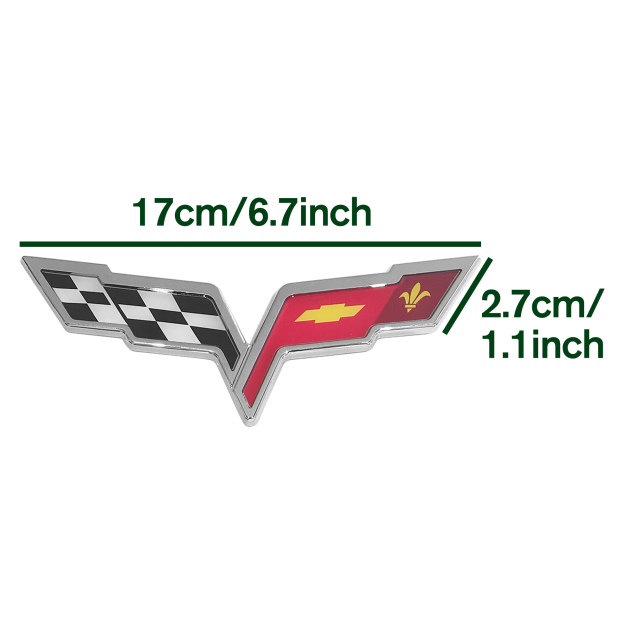 1pcs 2005-2013 C6 Corvette Plastic Front Hood Rear Crossed Flags Badge Chrome Sport Chevrolet 22901567 22901568