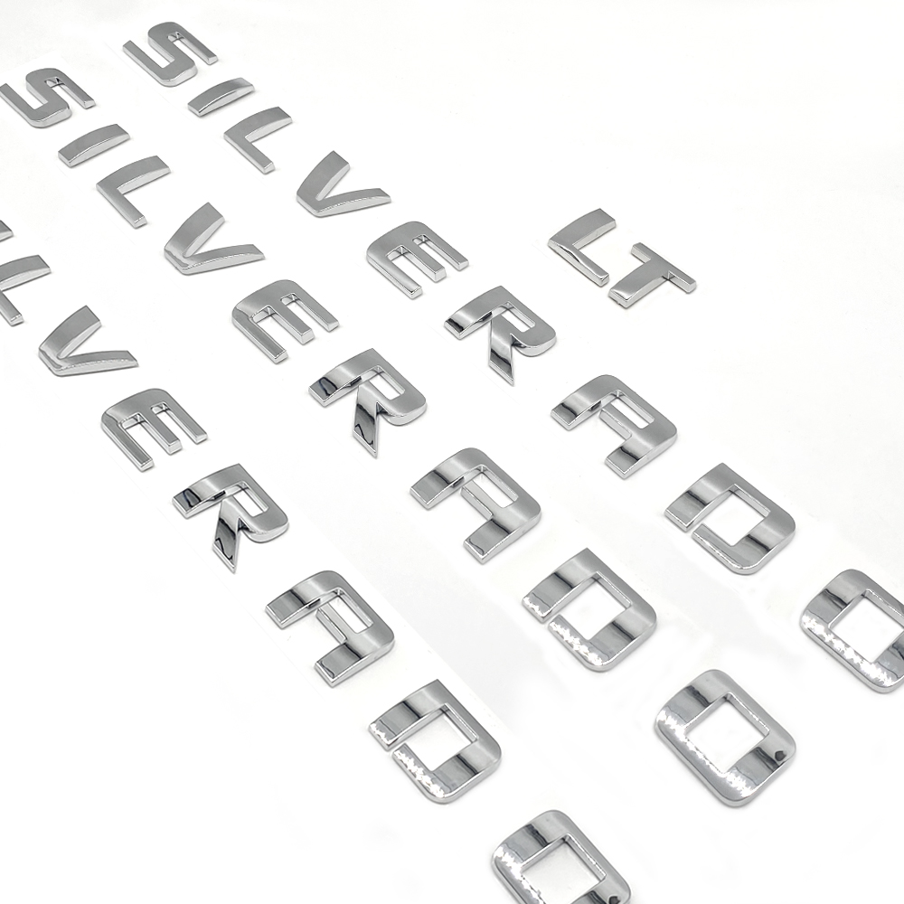 4pcs 2007-2018 Silverado 1500 2500 Plastic Front Rear Door Side Tailgate Letters Chrome Chevrolet