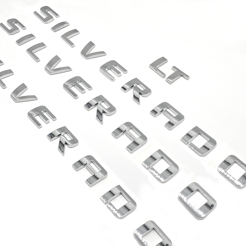 4pcs 2007-2018 Silverado 1500 2500 Plastic Front Rear Door Side Tailgate Letters Chrome Chevrolet