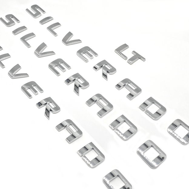 4pcs 2007-2018 Silverado 1500 2500 Plastic Front Rear Door Side Tailgate Letters Chrome Chevrolet