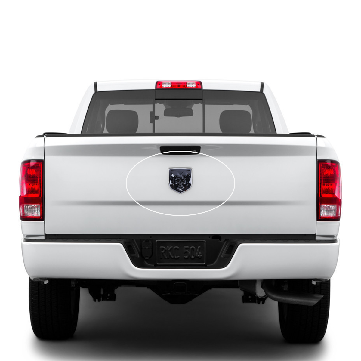 2Pcs 2013-2018 Ram 1500 2500 3500 ABS Front Grille&Tailgate Emblem Gloss Black Dodge Ram Skull Head Front Hood&Rear Trunk Decal