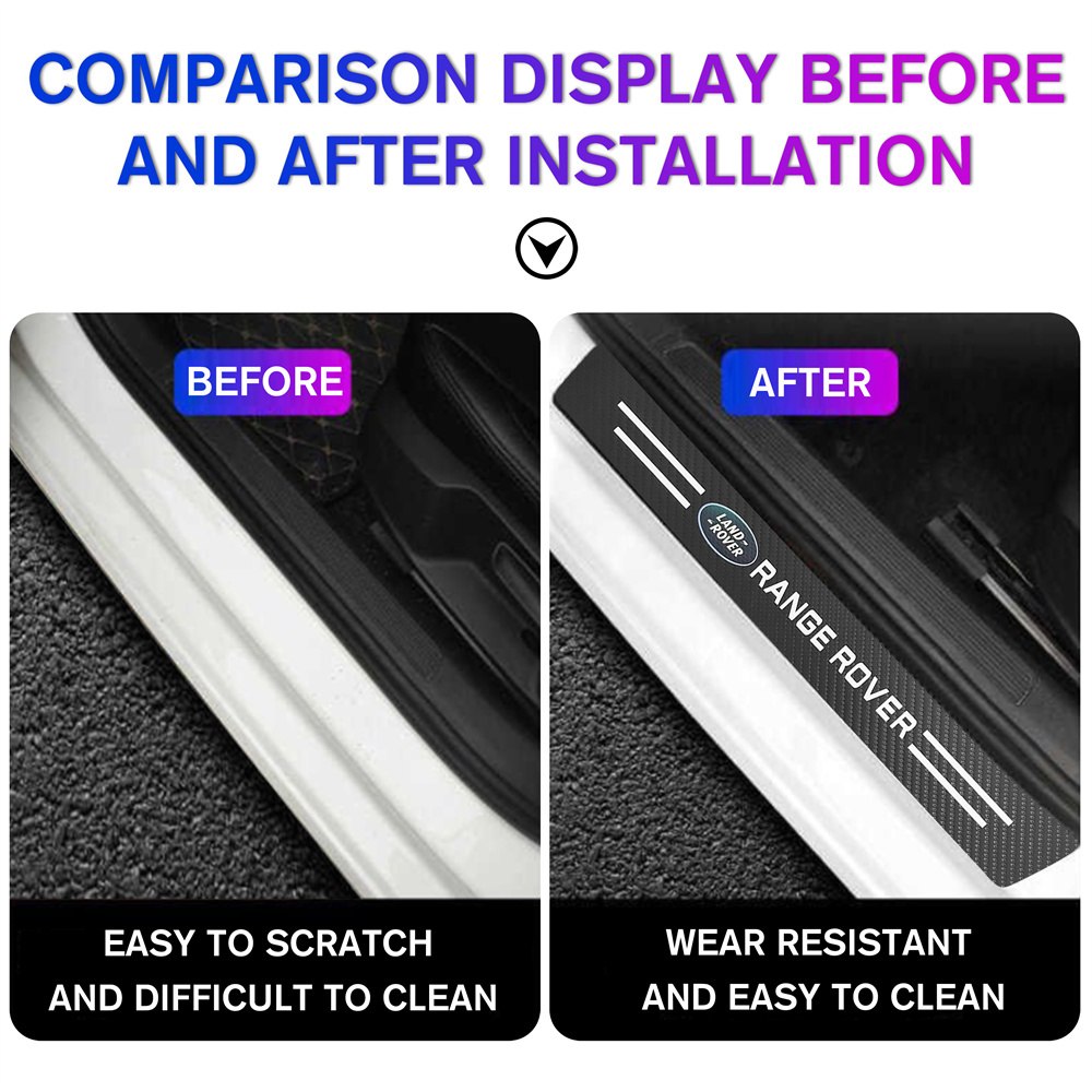 12PCS RANGE ROVER Car Door Sill Scuff Cover Sticker Handle Bowl Protector Land Rover
