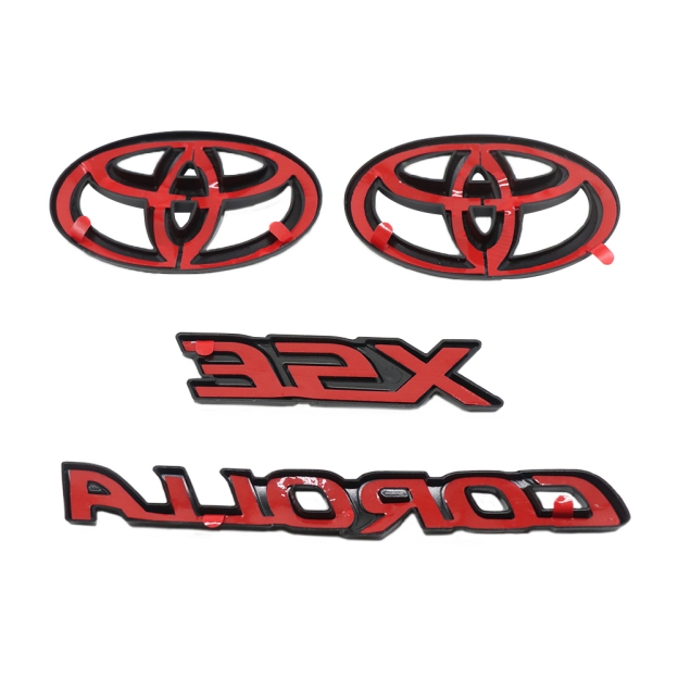 4PCS 2020-2025 Corolla XSE ABS Plastic Overlay Front Rear Emblem Kit Gloss Black Toyota PT948-02202-02