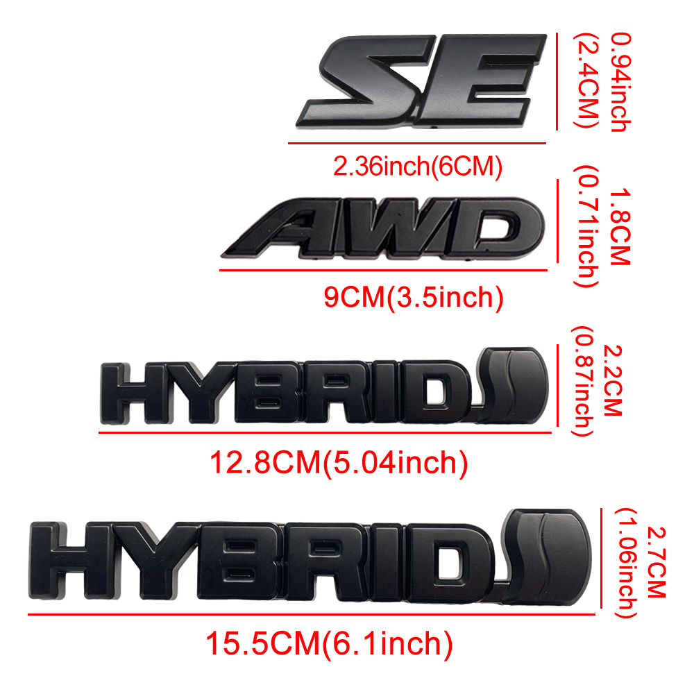 8PCS 2019-2025RAV4 SE AWD Hybrid ABS Plastic Overlay Side Door Rear Emblem Matte Black Toyota