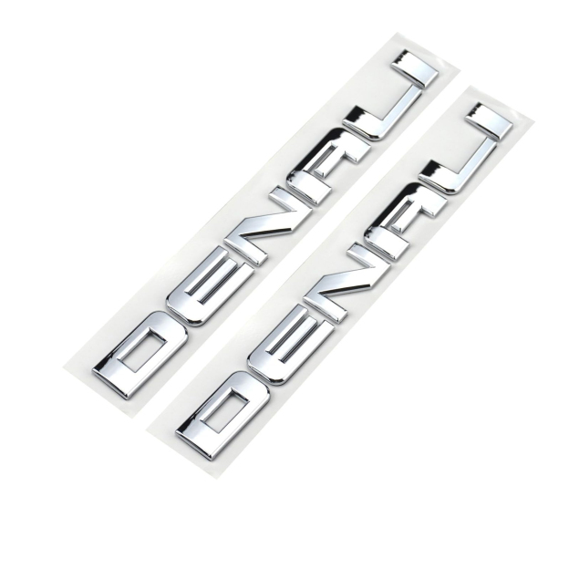 2Pcs 2007-2018 Sierra Yukon Acadia Plastic Door Tailgate 3D Letters Silver Chevrolet