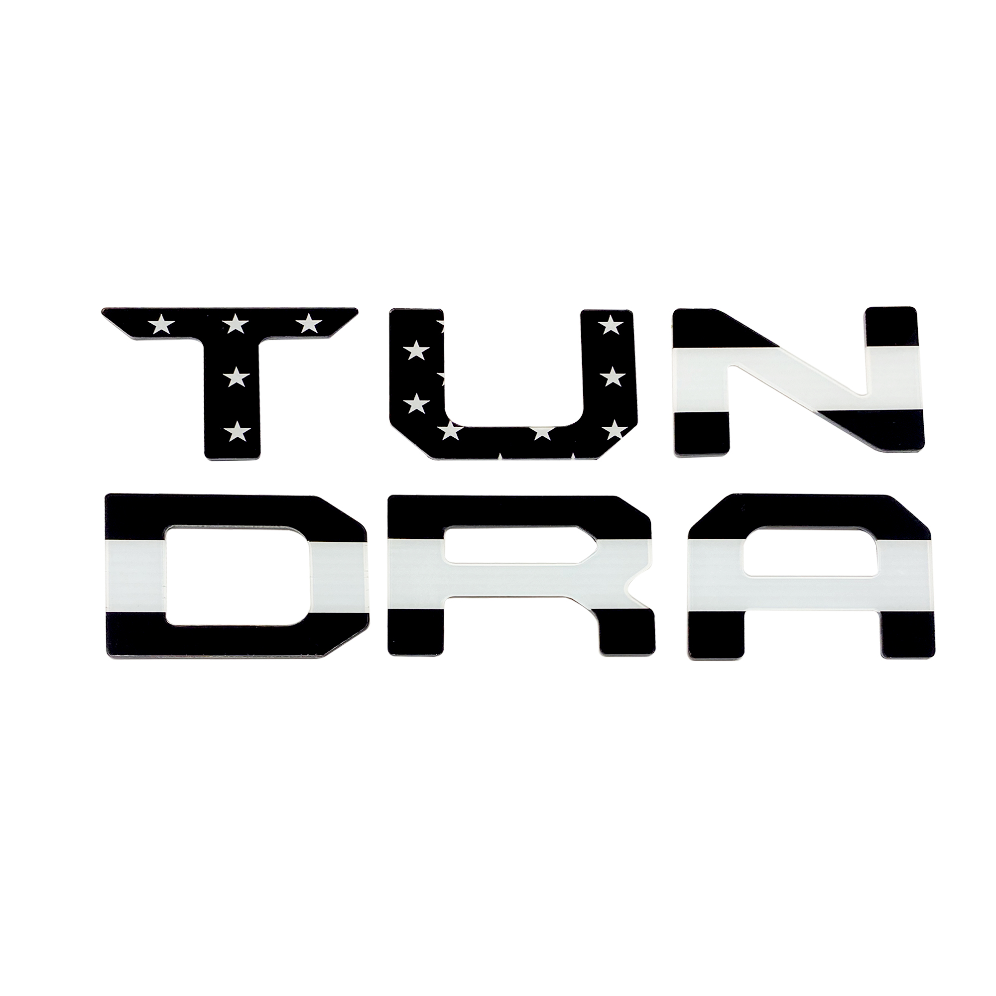 1Pc 2022-2026 Tundra Acylic Rear Trunk Tailgate Letters Black USA Flag Toyota