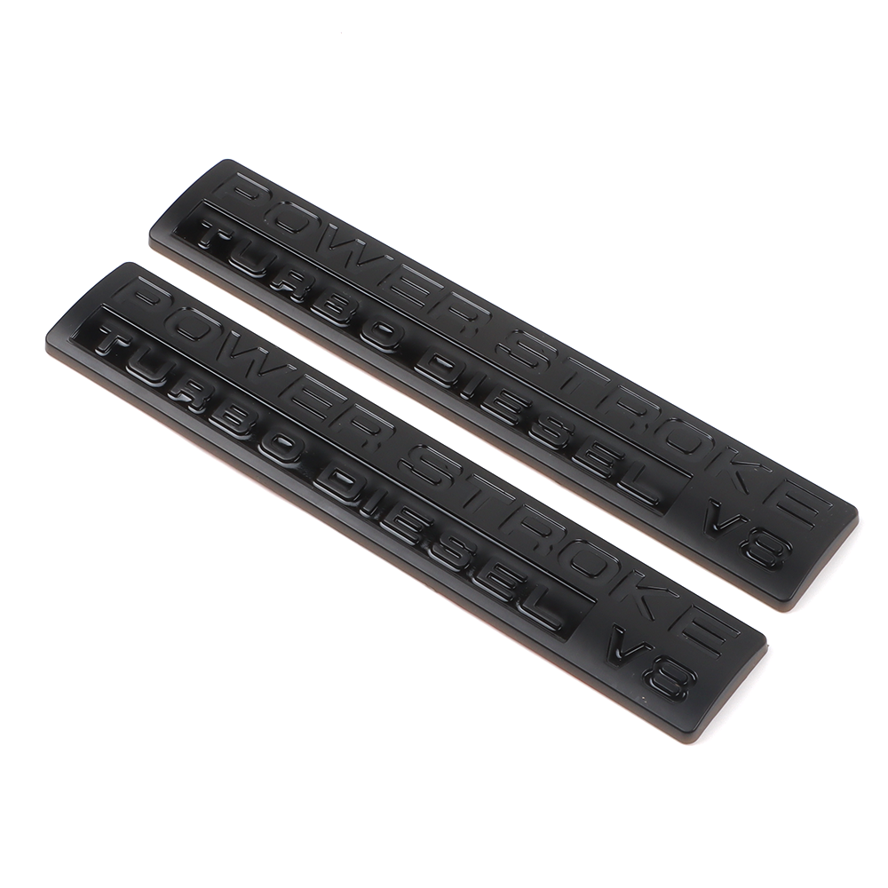 2pcs For 05-10 POWER STROKE Turbo DIESEL V8 Door Side Fender Badge Gloss Black Ford 5C3Z9942528AA