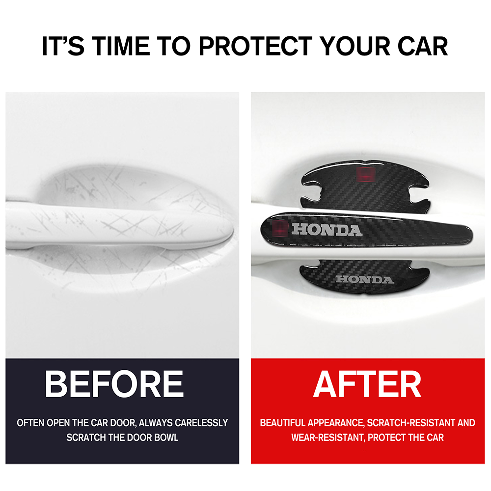 12Pcs Universal Honda Door Plate Sill Scuff Cover Cup Handle Sticker Black Honda